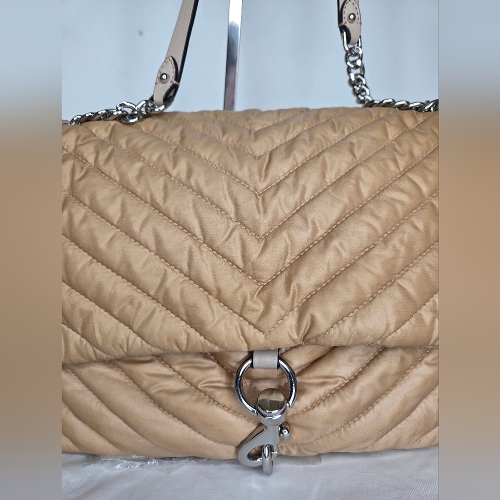 Rebecca Minkoff Elegant Nylon Beige Quilted Shoulder Bag - Picture 4 of 14